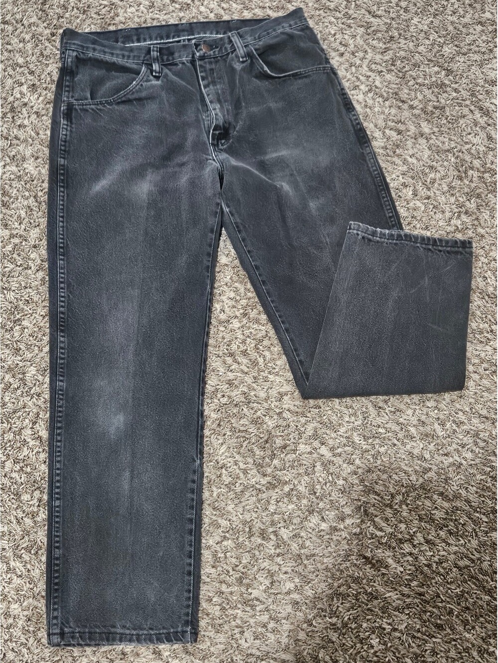 Y2k Rustler Vintage Black Washed Relaxed Straight Leg Jeans 34x30